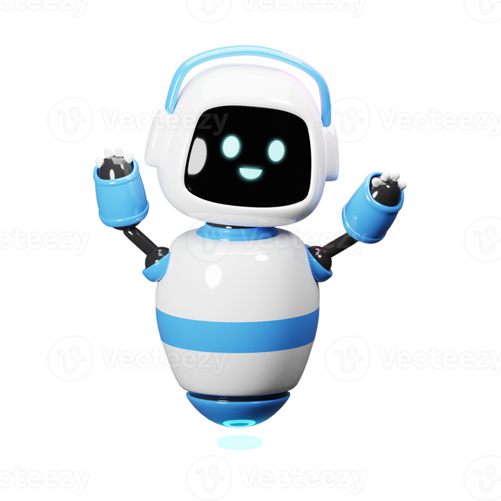 mignon heureux robot 3d png