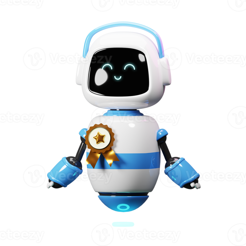 Cute 3d Robot With Badge png
