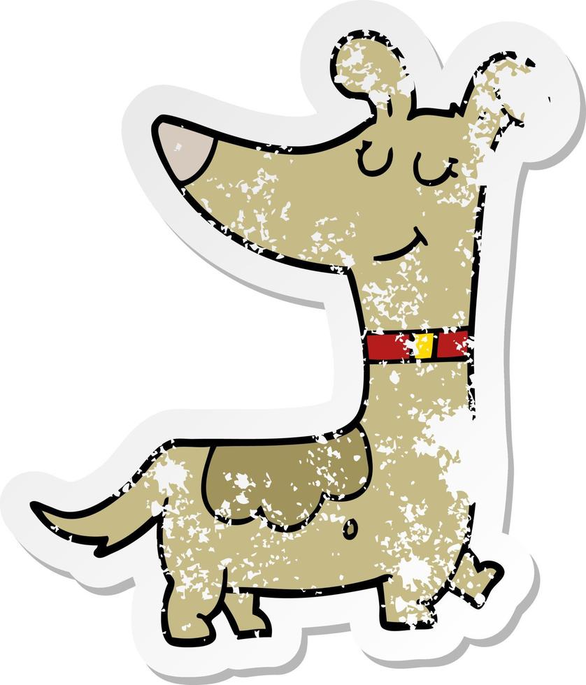 pegatina angustiada de un perro de dibujos animados vector