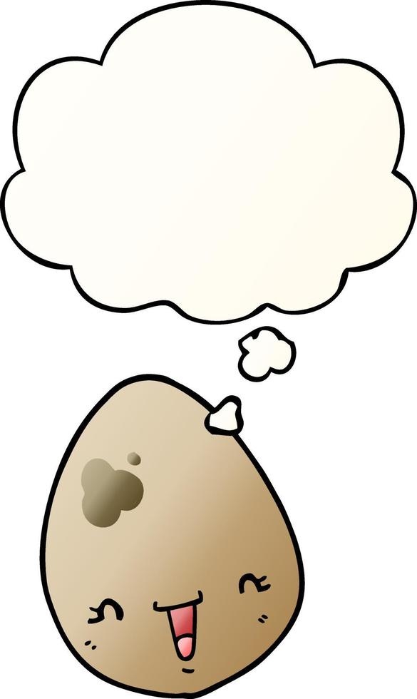 cartoon egg and thought bubble in smooth gradient style vector