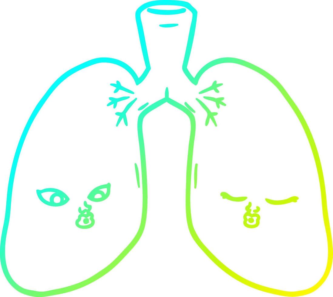 cold gradient line drawing cartoon lungs vector