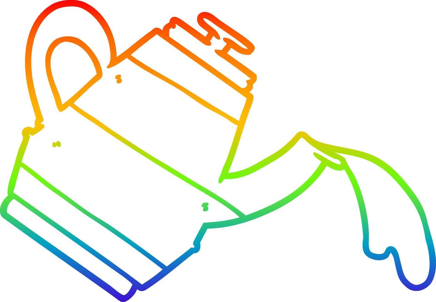 rainbow gradient line drawing cartoon kettle vector