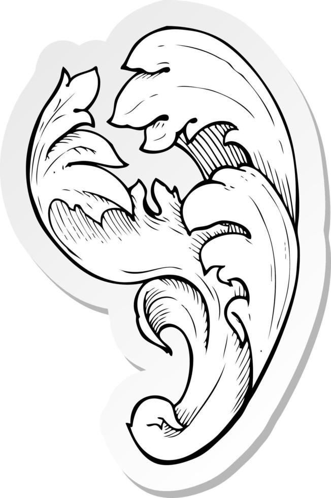 sticker of a traditional hand drawn floral swirl vector