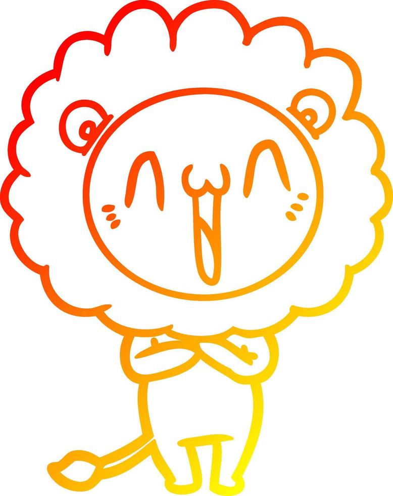 warm gradient line drawing happy cartoon lion vector