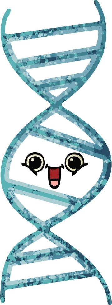 retro illustration style cartoon DNA strand vector