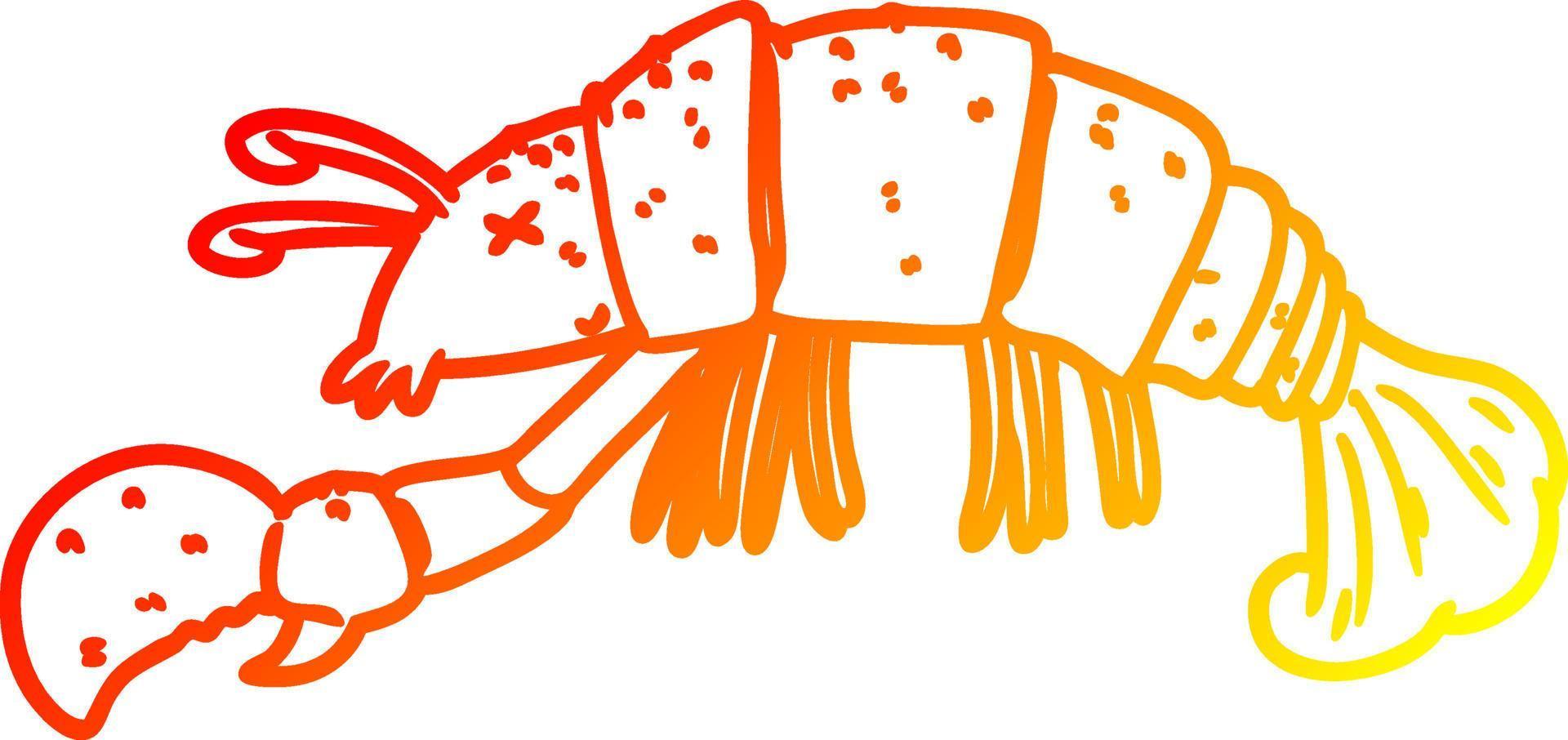 warm gradient line drawing cartoon lobster vector