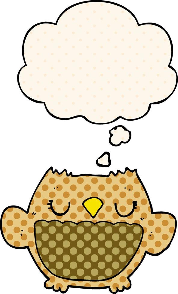 cartoon owl and thought bubble in comic book style vector