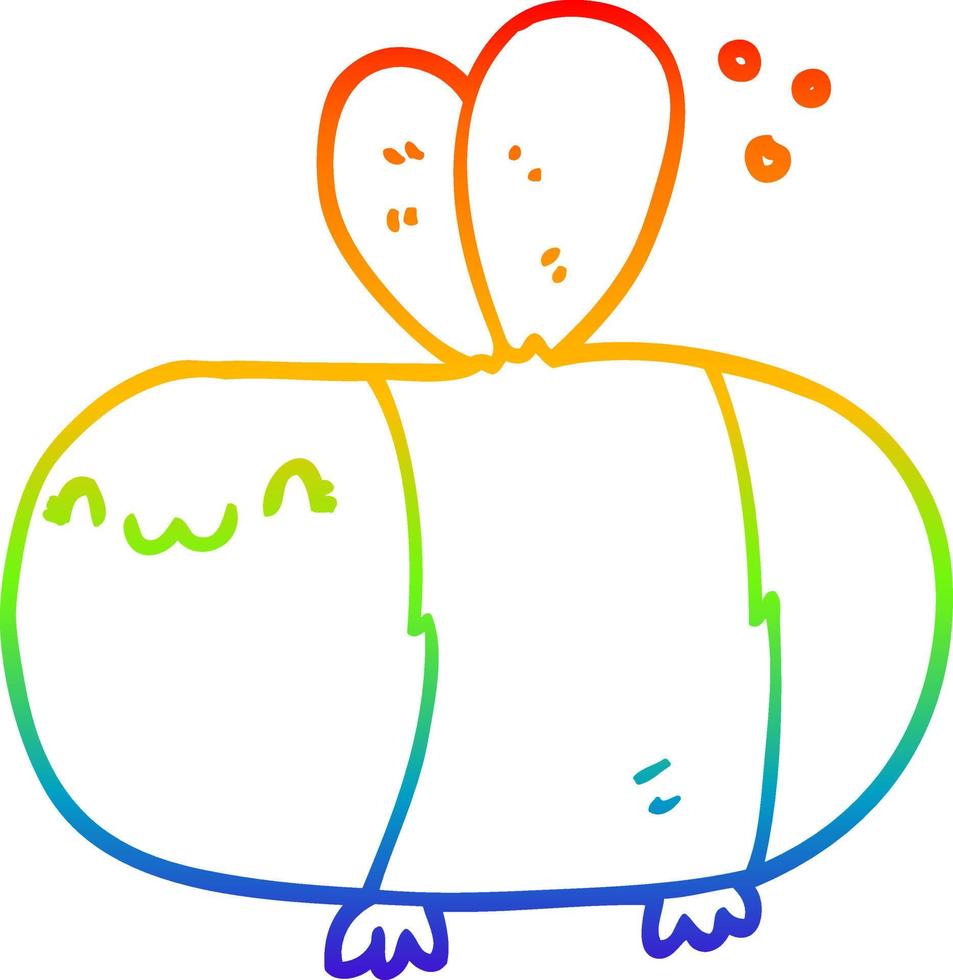 rainbow gradient line drawing cute cartoon bee vector