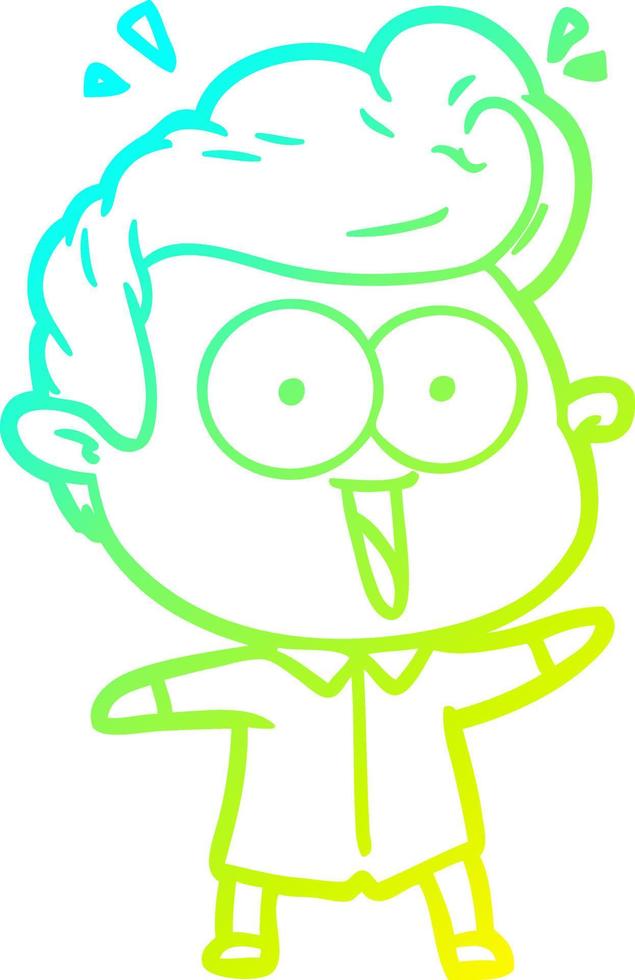 cold gradient line drawing cartoon excited man vector
