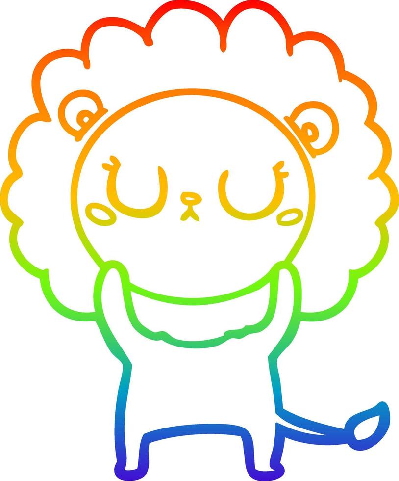 rainbow gradient line drawing cartoon lion vector