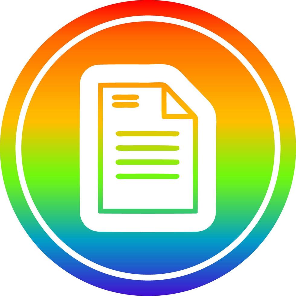 documento oficial circular en el espectro del arco iris vector