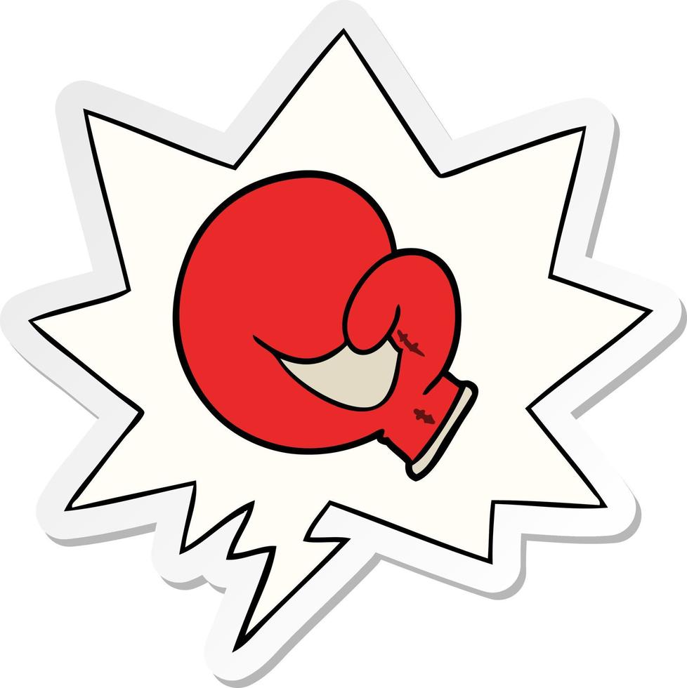 boxing glove cartoon and speech bubble sticker vector