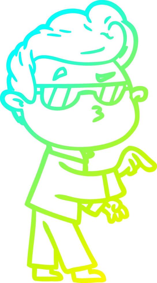 cold gradient line drawing cartoon cool guy vector