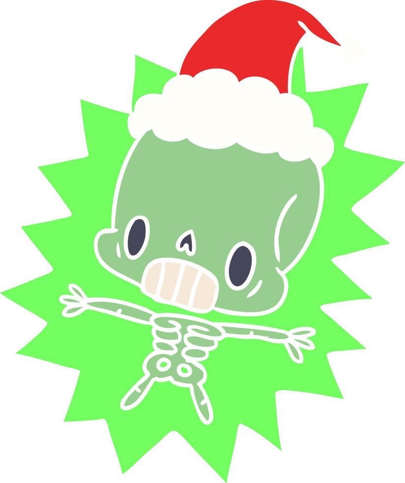 christmas cartoon of kawaii skeleton vector