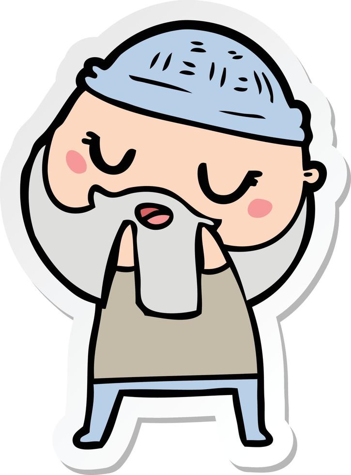 sticker of a cute cartoon man with beard vector