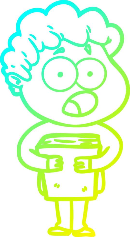 cold gradient line drawing cartoon man gasping in surprise vector