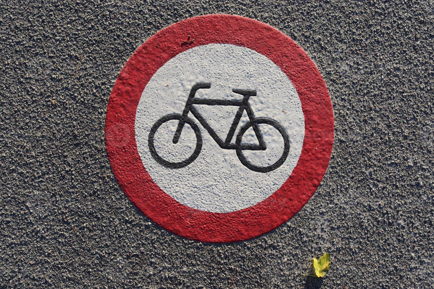 Painted bicycle signs on asphalt found in the city streets of Germany. photo