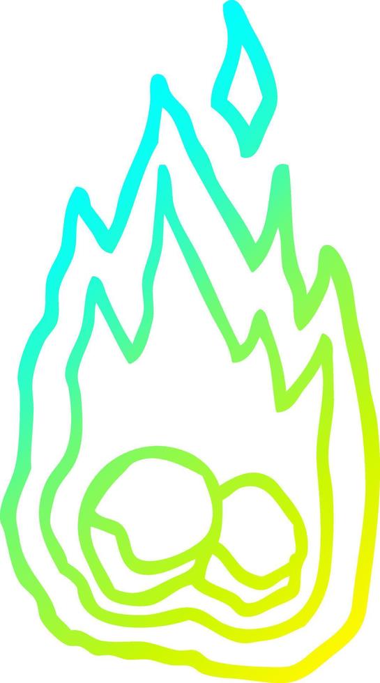 cold gradient line drawing cartoon burning coals vector