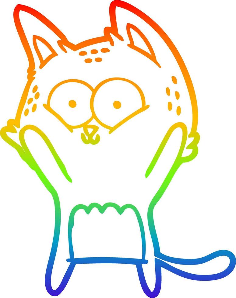 rainbow gradient line drawing cartoon cat vector
