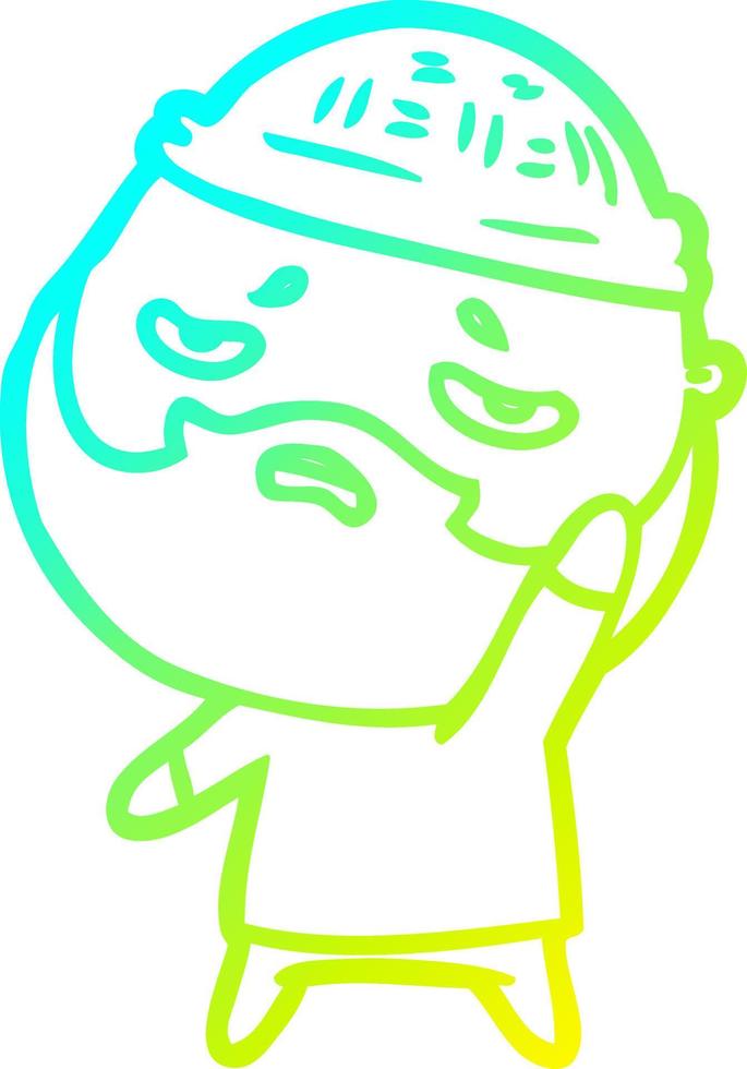 cold gradient line drawing cartoon worried man with beard vector