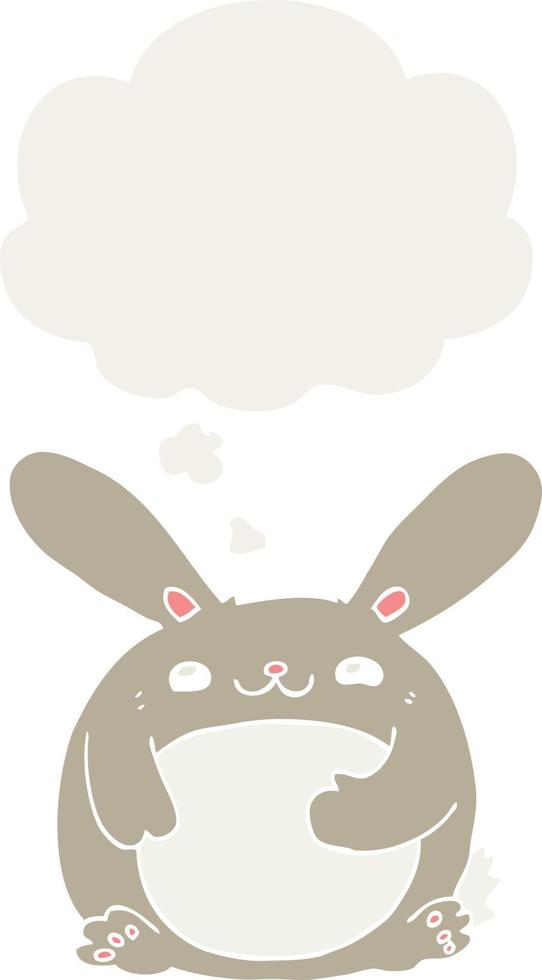 cartoon rabbit and thought bubble in retro style vector