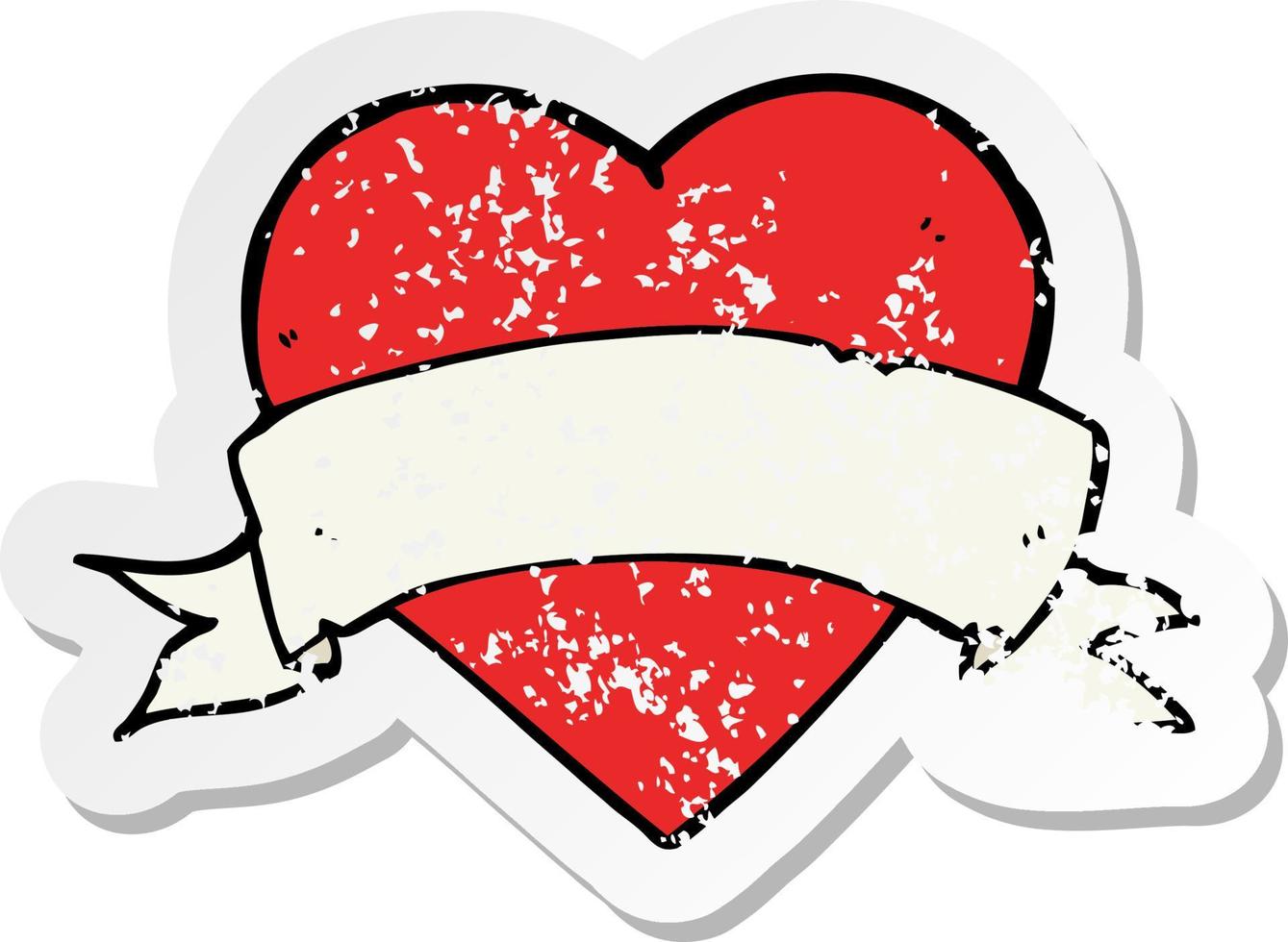 retro distressed sticker of a cartoon heart tattoo vector