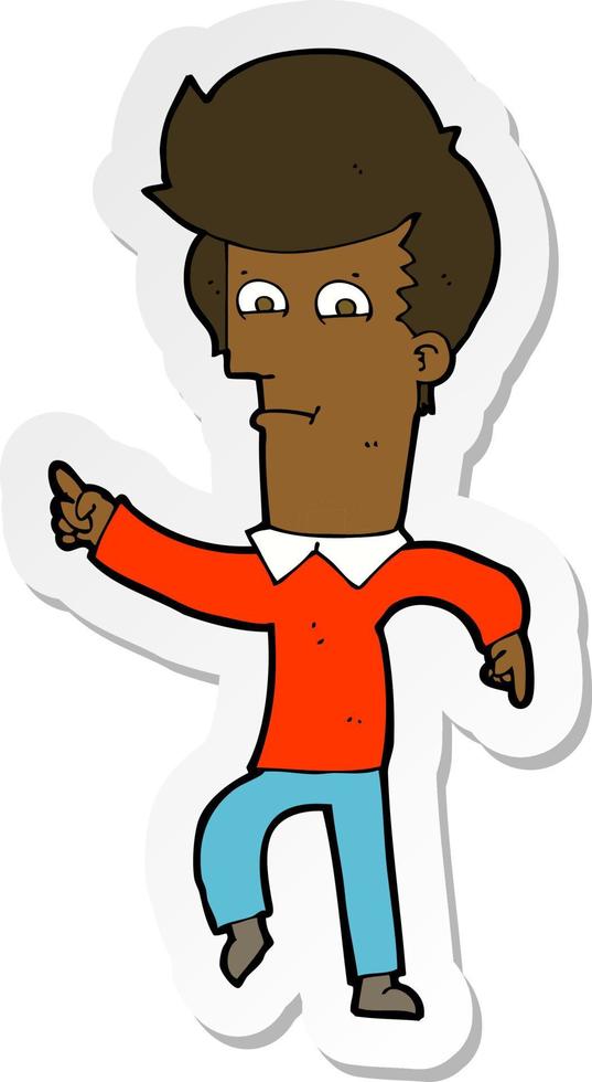 sticker of a cartoon man pointing vector