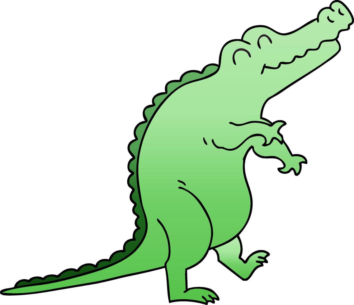 quirky gradient shaded cartoon crocodile vector