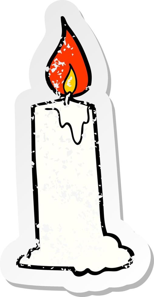 retro distressed sticker of a cartoon candle vector