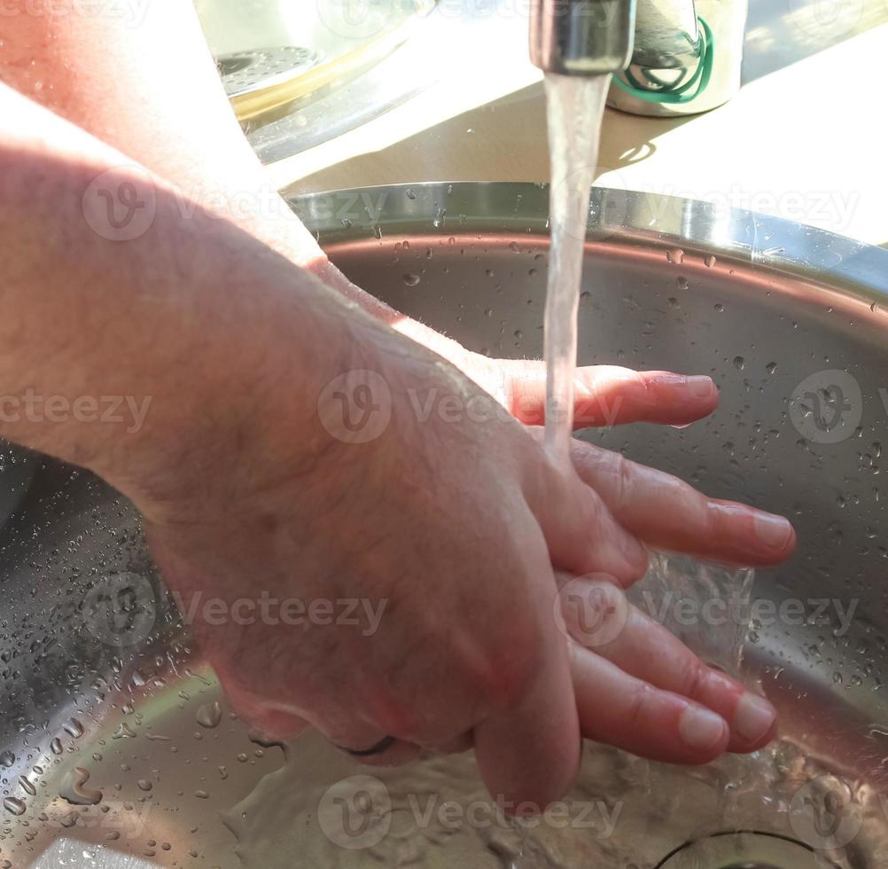 Cleaning and washing hands with soap prevention for outbreak of coronavirus covid-19 photo