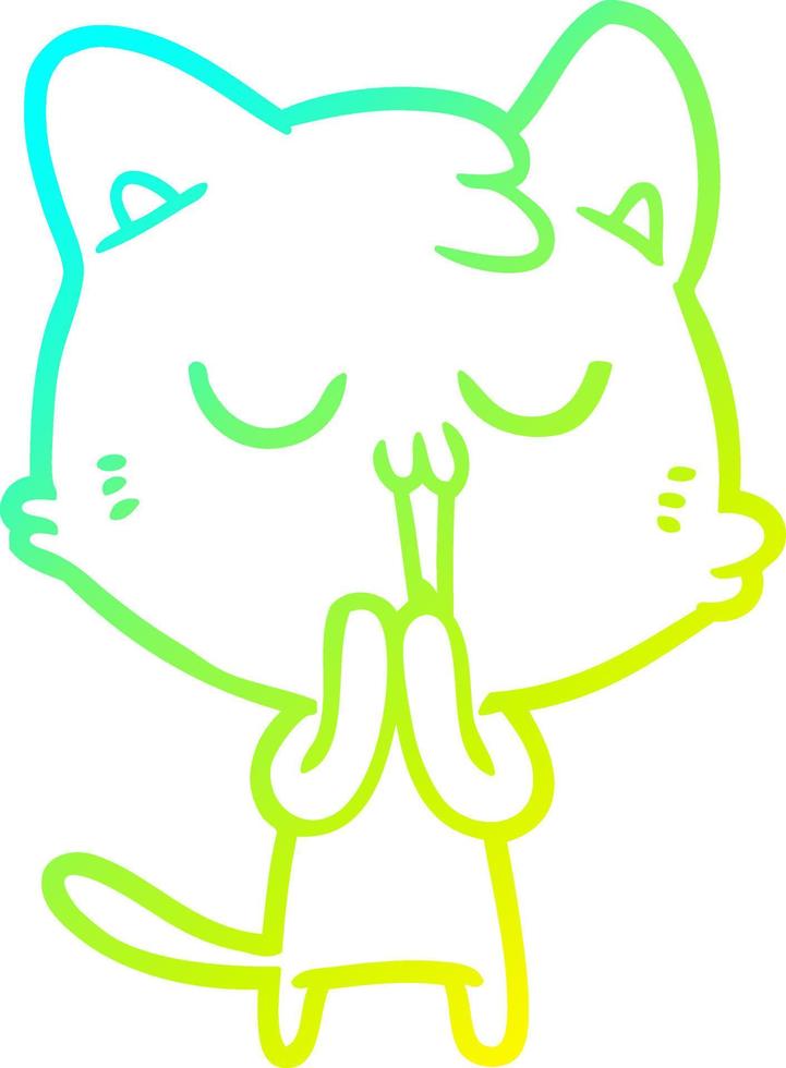 cold gradient line drawing cartoon cat singing vector