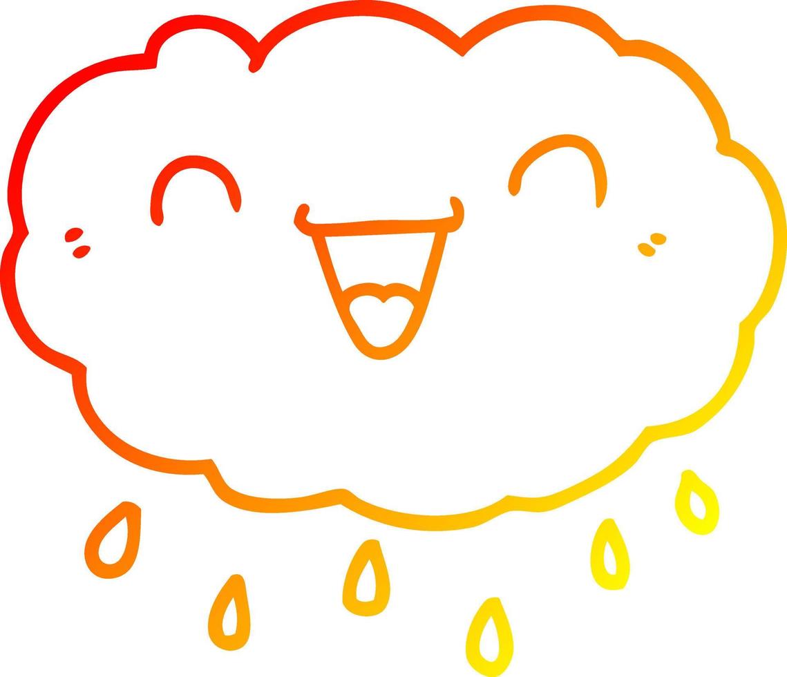 warm gradient line drawing happy cartoon cloud vector