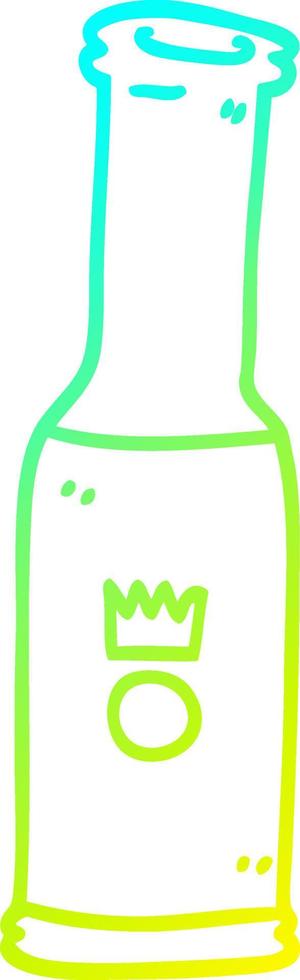 cold gradient line drawing cartoon beer bottle vector