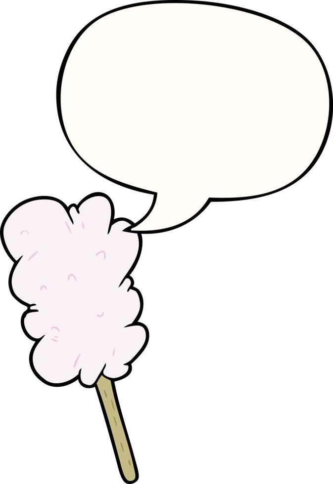 cartoon candy floss on stick and speech bubble vector