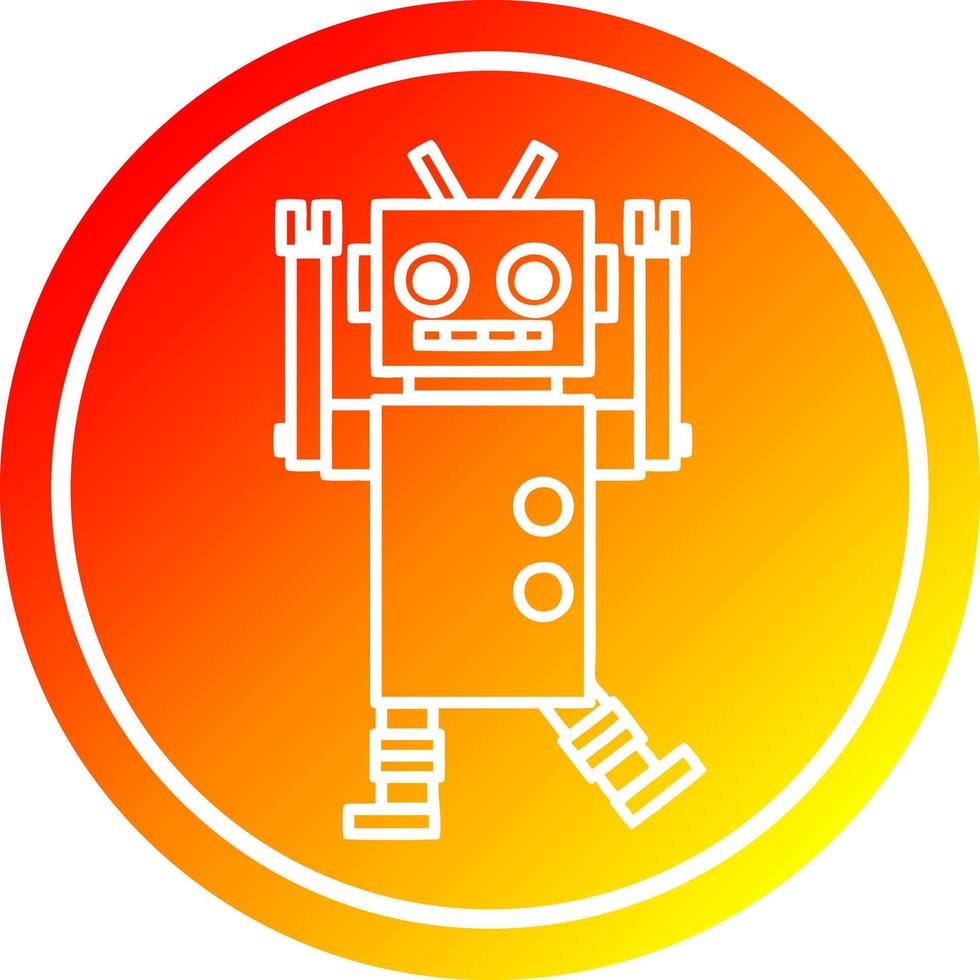 dancing robot circular in hot gradient spectrum vector