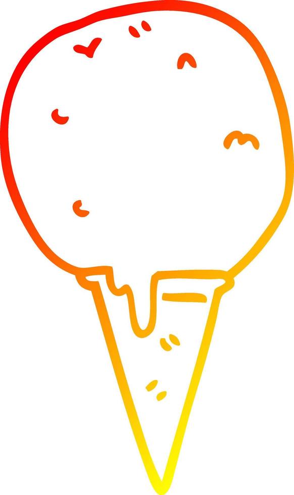 warm gradient line drawing cartoon ice cream cone vector