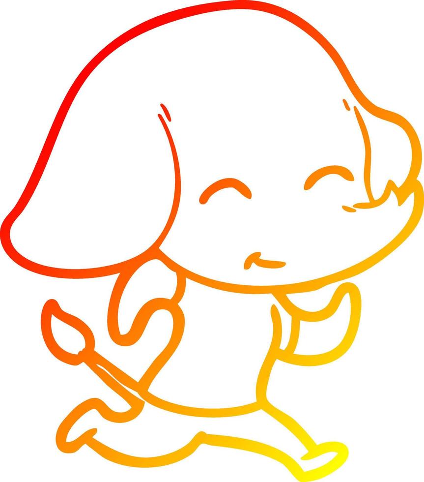 warm gradient line drawing cute cartoon elephant vector