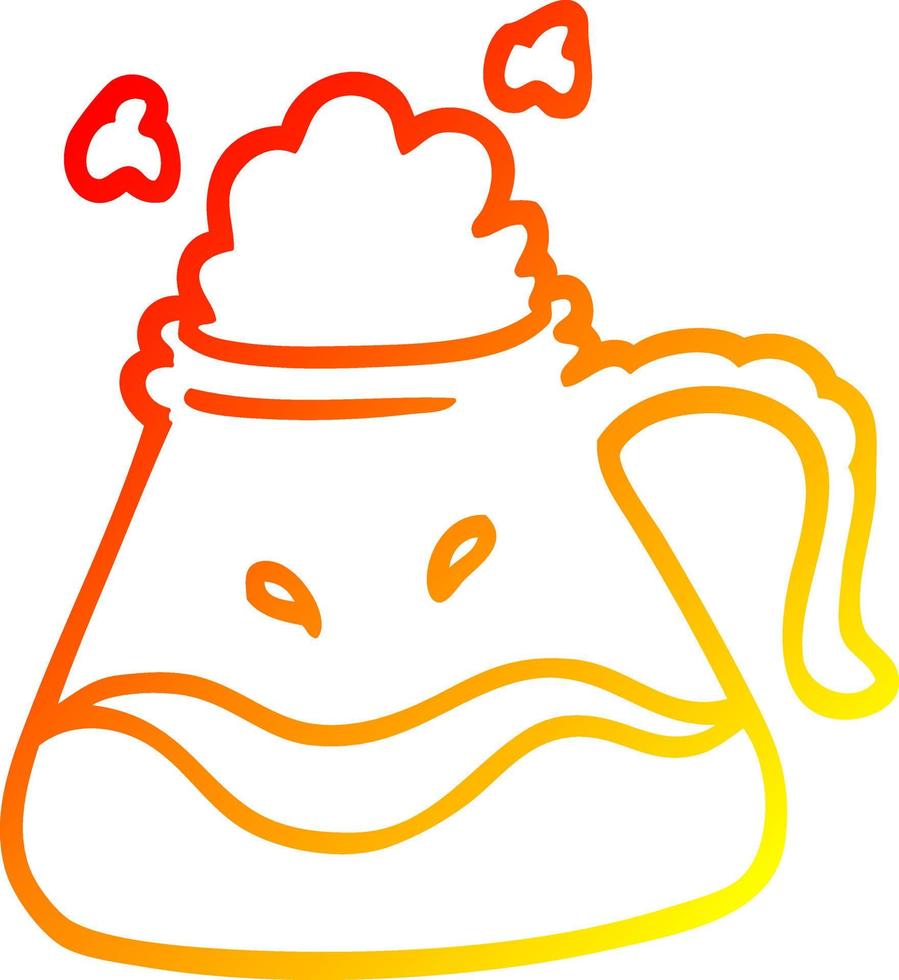 warm gradient line drawing cartoon coffee jug vector