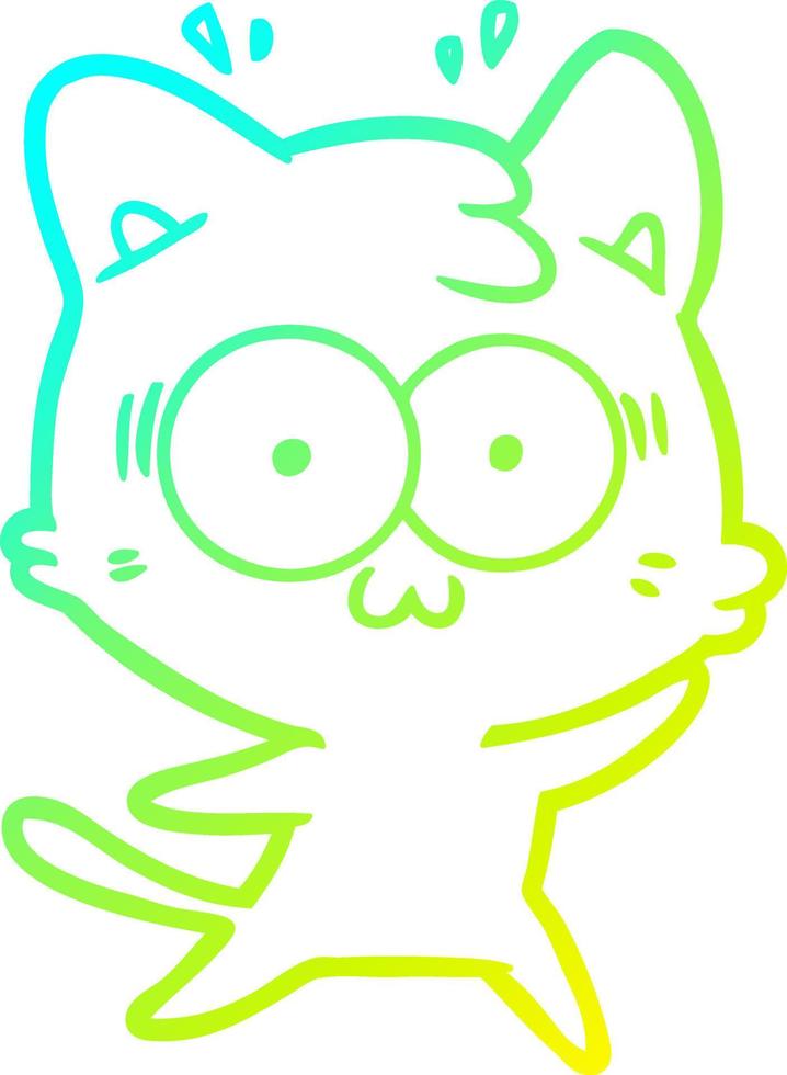 cold gradient line drawing cartoon surprised cat vector