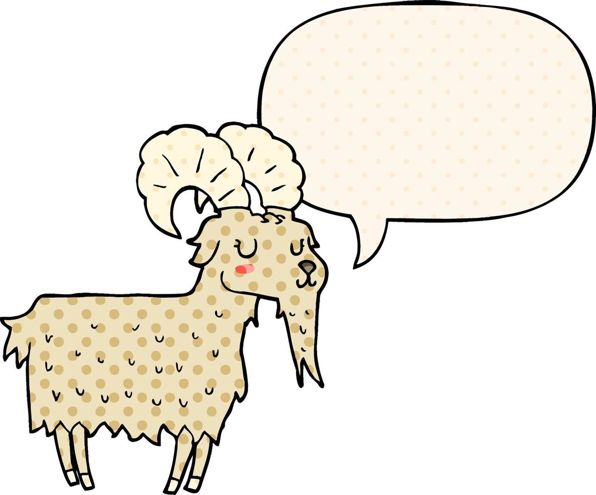 cartoon goat and speech bubble in comic book style vector