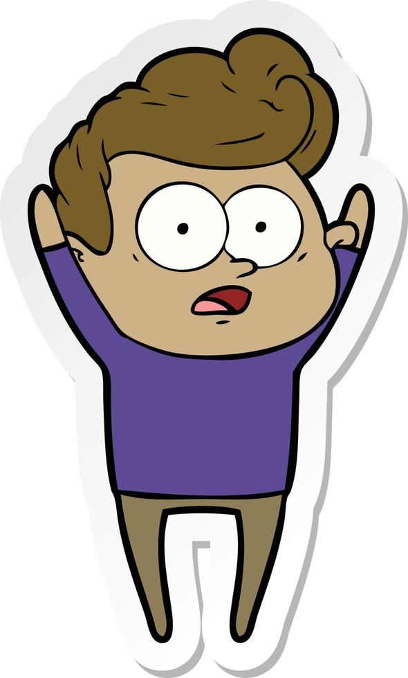 sticker of a cartoon staring man vector