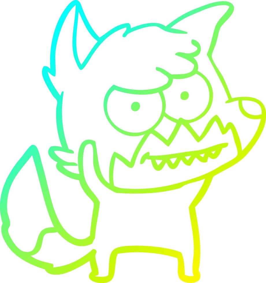 cold gradient line drawing cartoon grinning fox vector