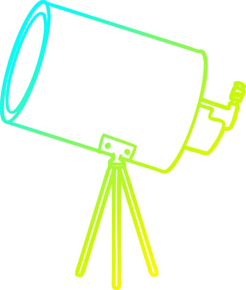 cold gradient line drawing cartoon big telescope vector