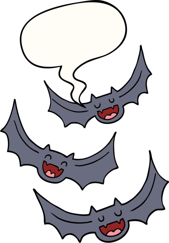 cartoon vampire bats and speech bubble vector