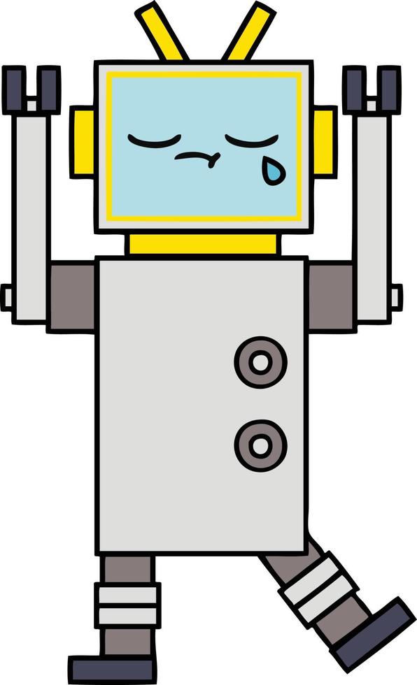cute cartoon crying robot vector