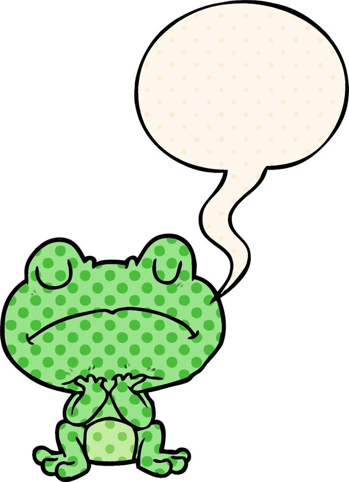 cartoon frog waiting patiently and speech bubble in comic book style vector