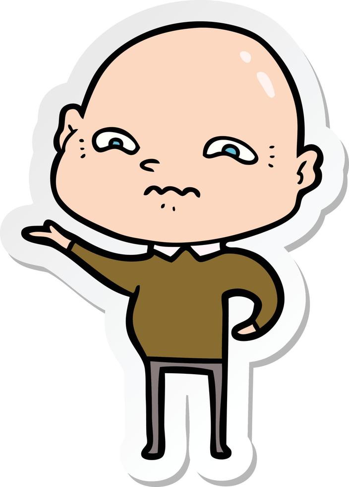 sticker of a cartoon nervous man vector