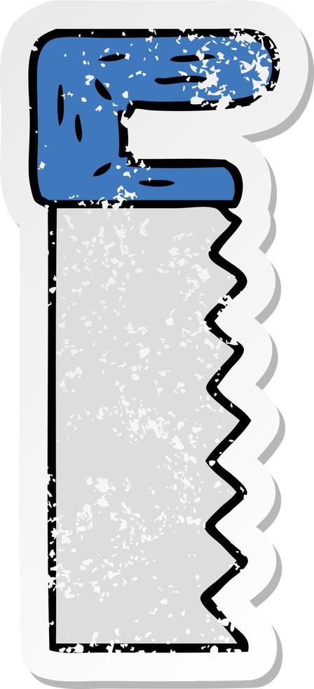 distressed sticker cartoon doodle of a metal saw vector