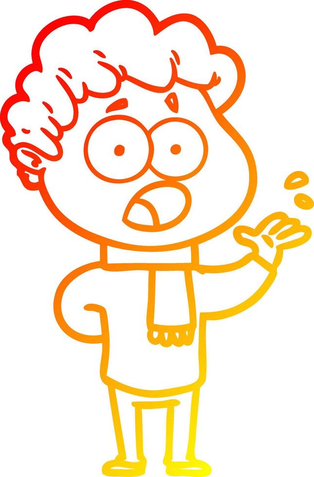 warm gradient line drawing cartoon man gasping in surprise vector