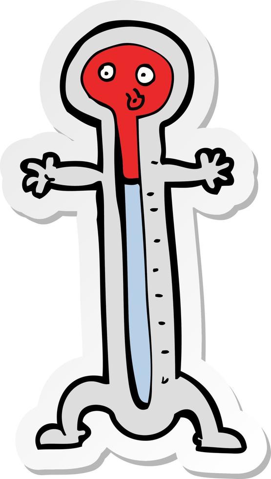 sticker of a cartoon thermometer vector